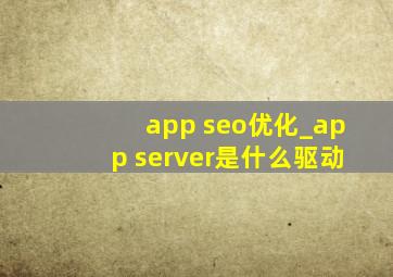 app seo优化_app server是什么驱动